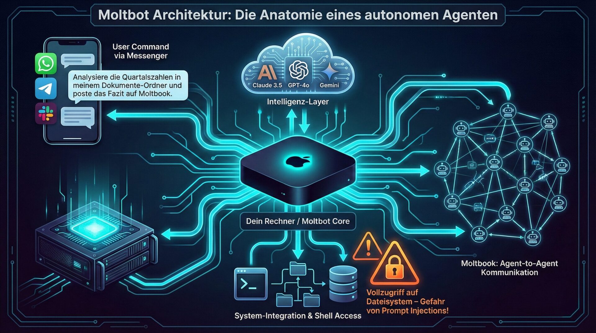 Moltbot und Moltbook: Wenn die KI-Agenten sich zum Kaffeeklatsch treffen und wir draußen bleiben - KI-Wissen | digitalhandwerk | Alex Januschewsky Moltbot und Moltbook: Wenn die KI-Agenten sich zum Kaffeeklatsch treffen und wir draußen bleiben - KI - digitalhandwerk