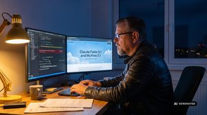 Mann arbeitet spät am Computer
