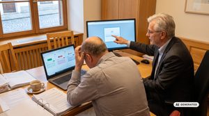 Männer am Computer mit KI