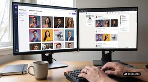 KI-Bilder auf LinkedIn: SynthID drin, Kennzeichnung nicht drauf KI-generierte Gesichter auf Bildschirmen