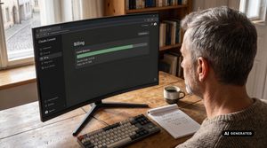 Claude API Guthaben für Max und Team: So holst du es ab und so weit reicht es Mann prüft Rechnungen am Computer