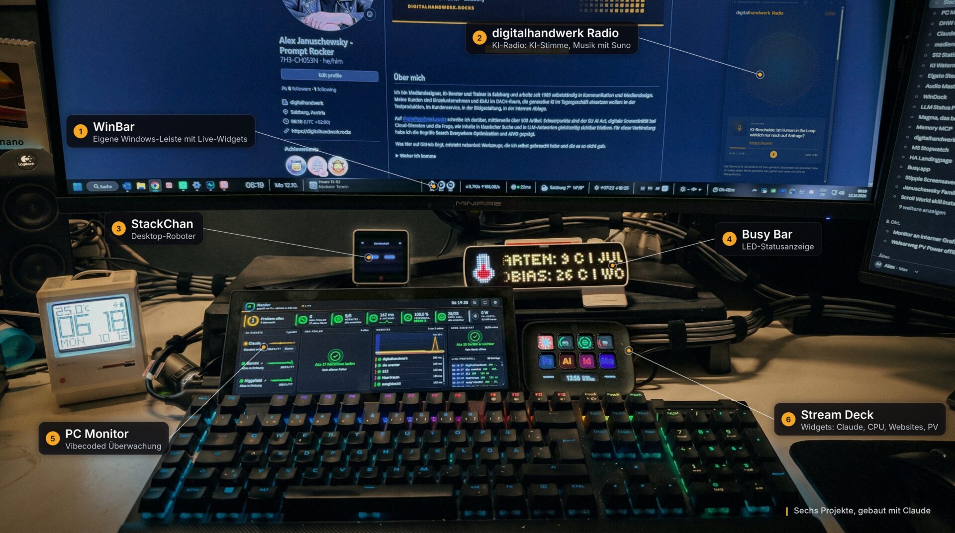Computer setup mit mehreren Bildschirmen